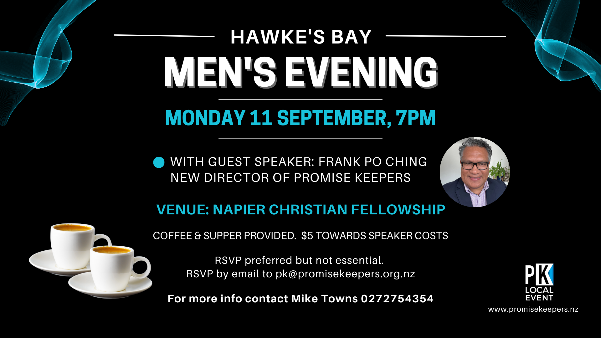 Hawke's Bay Men's Event on Monday 11 September