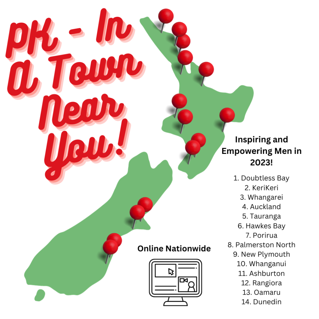 Tour map of NZ towns PK has visited in 2023