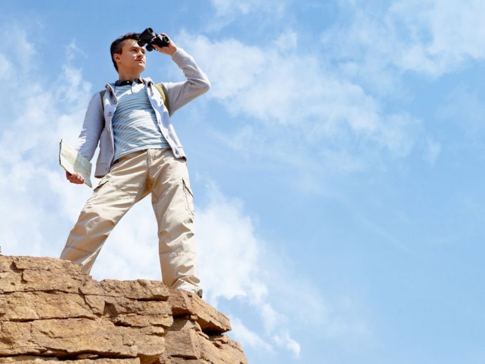 Man looking to the future focused on Jesus Christ