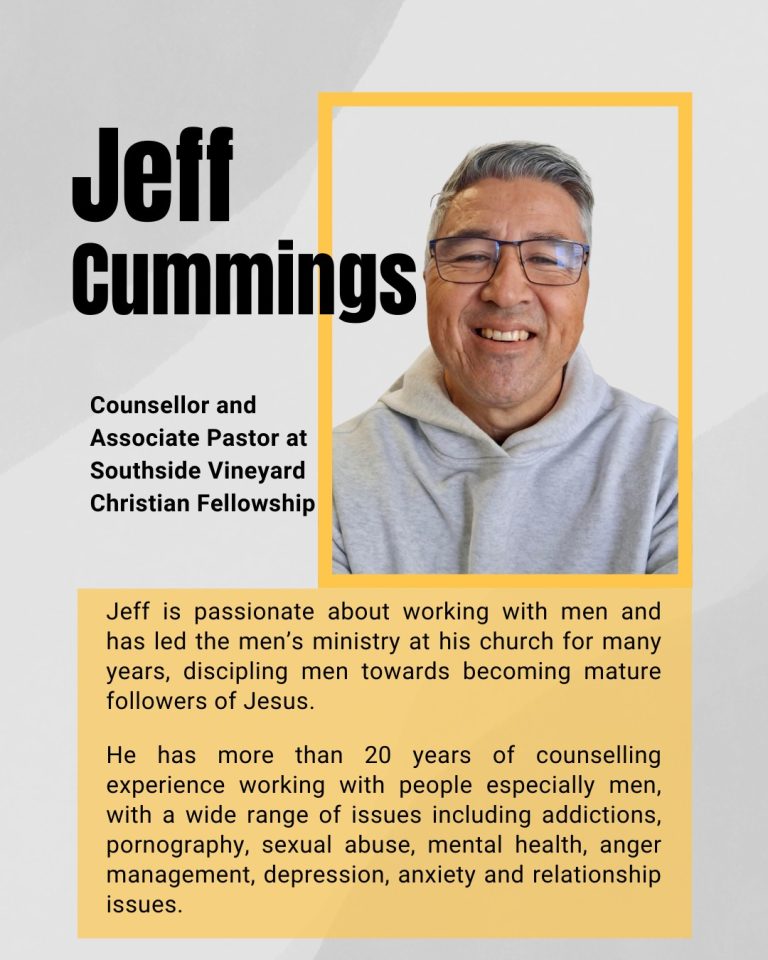 PK Speaker Jeff Cummings Jeff Cummings is a Counsellor and Associate Pastor at Southside Vineyard Christian Fellowship.