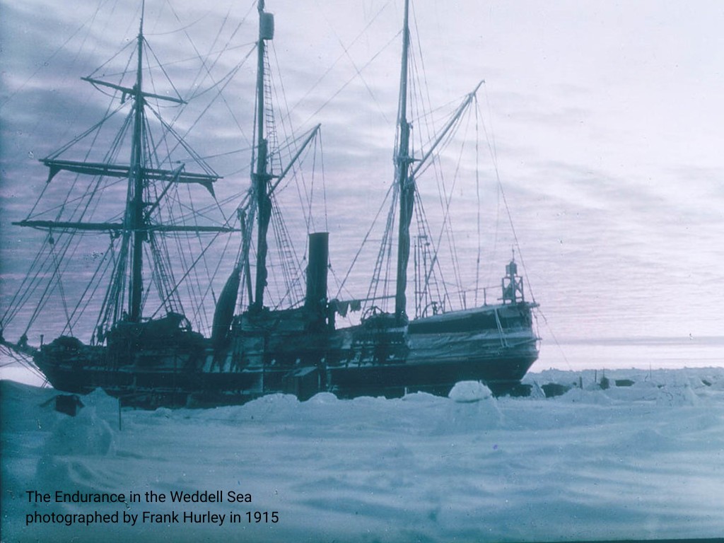 1 The Endurance in the Weddell Sea photographed by Frank Hurley in 1915