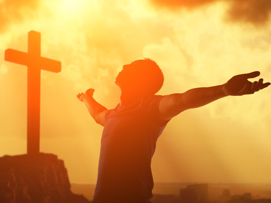 surrendered to God, pouring out heart before God, man with hands outstretched to God,