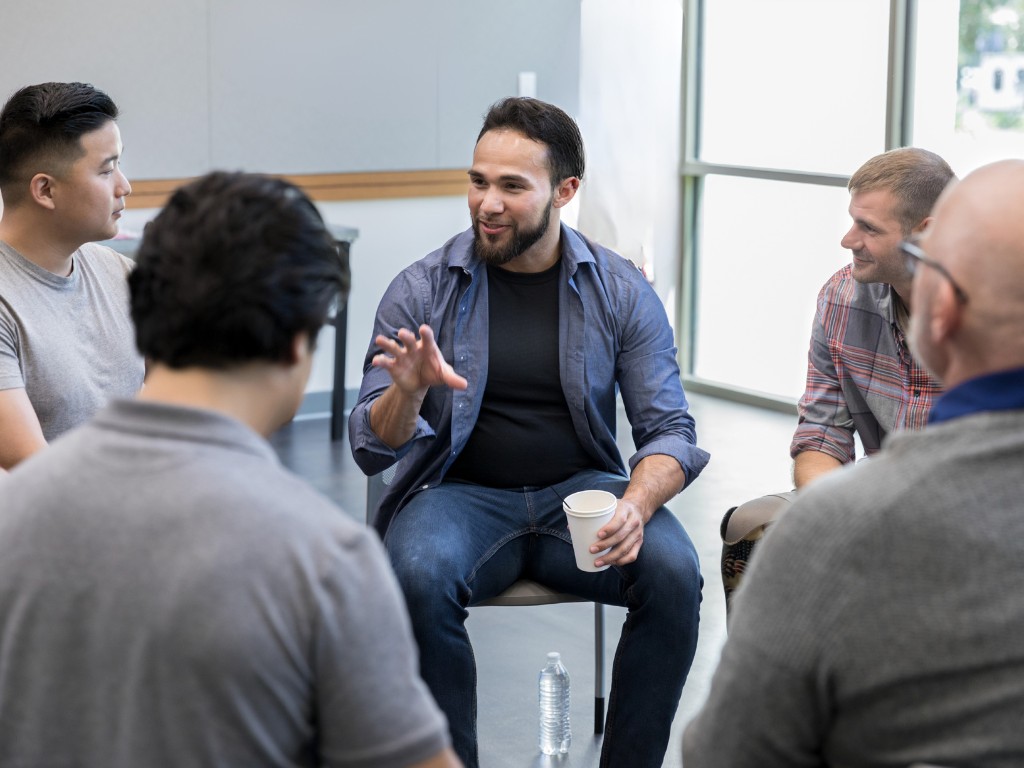 Men group doing life together and supporting each other.
